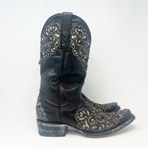 Old Gringo Black and Gold Western Rhinestone Boots - Picture 3 of 15